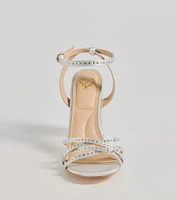 Step Out And Sparkle Rhinestone Strappy Block Heels