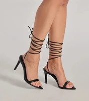 It Girl Faux Leather Lace-Up Stiletto Heels