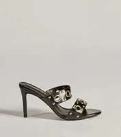 Stylish Edge Studded Strappy Stiletto Mules