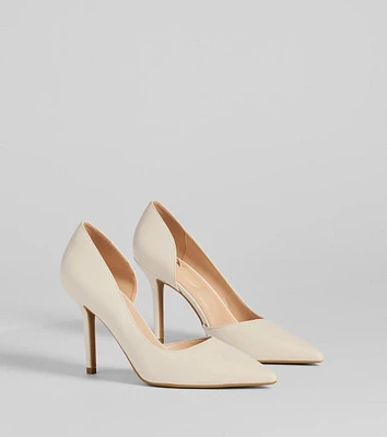 Classic Sleek Faux Leather Cutout Pumps