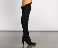 Faux Suede Over The Knee Block Heel Boots