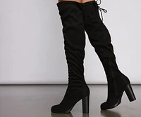 Over The Knee Stacked Block Heeled Boots