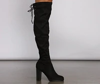 Over The Knee Stacked Block Heeled Boots