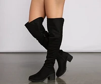 Faux Suede Over The Knee Lug Sole Boots