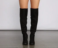 Faux Suede Over The Knee Lug Sole Boots