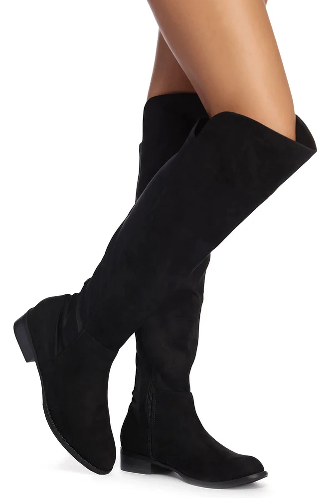 Faux Suede Over The Knee Boots