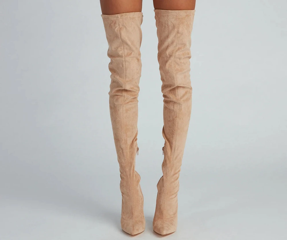 Raising The Bar Faux Suede Stiletto Boots