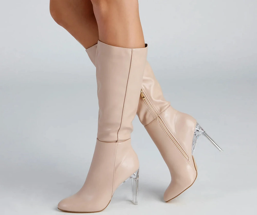 Clearly Chic Lucite Heel Boots