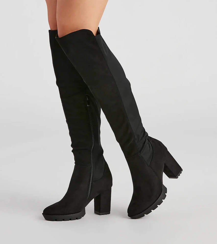 Control Over The Knee Lug Boots