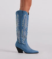 Country Digs Denim Rhinestone Cowboy Boots