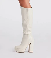 Edgy-Chic Under-The-Knee Platform Boots