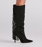 Chic Strut Fringe Knee-High Stiletto Boots