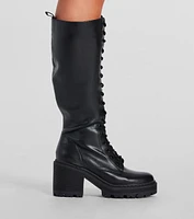 Edgy Allure Under-The-Knee Combat Boots