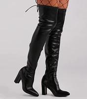 High Ambition Faux Leather Thigh-High Boots