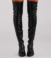 High Ambition Faux Leather Thigh-High Boots