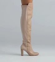 Trendy Two-Tone Faux Leather Over-The-Knee Boots