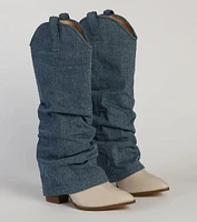 Denim Diva Fold-Over Western Boots