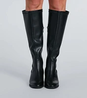 Sleek Strut Faux Leather Fitted Knee-High Boots