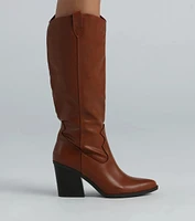 Kick Up A Storm Faux Leather Western Boots