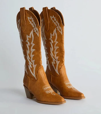 Rodeo Drive Western Faux Leather Cowboy Boots