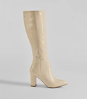 Must-Have Under The Knee Croc Faux Leather Boots