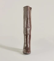 Chic Moment Faux Leather Croc-Embossed Under the Knee Boots