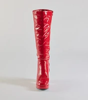 So Stunning Patent Faux Leather Under The Knee Platform Boots