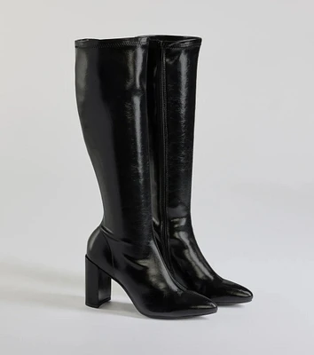 Sleek Strut Faux Leather Under-The-Knee Boots