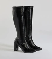 Sleek Strut Faux Leather Under-The-Knee Boots