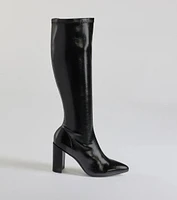 Sleek Strut Faux Leather Under-The-Knee Boots