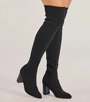 Chic Stride Knit Over-The-Knee Boots