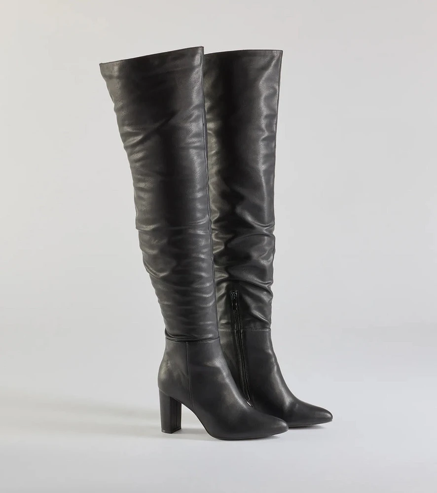 Trendy Strut Faux Leather Over-The-Knee Boots