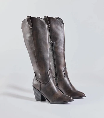 Boldly Chic Distressed Faux Leather Western Boots