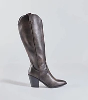 Boldly Chic Distressed Faux Leather Western Boots