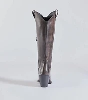 Boldly Chic Distressed Faux Leather Western Boots