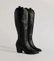 Western Sleek Knee-High Block Heel Boots