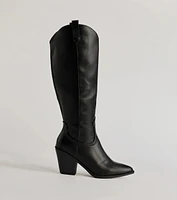 Western Sleek Knee-High Block Heel Boots