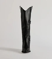 Western Sleek Knee-High Block Heel Boots