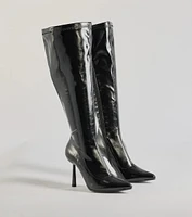 Major Strut Faux Leather Knee-High Stiletto Boots