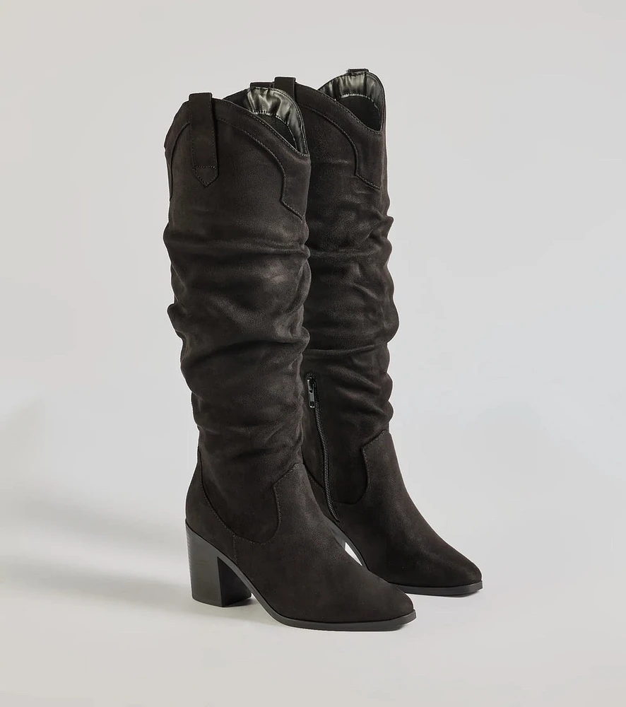 Strut Style Slouched Under-The-Knee Boots