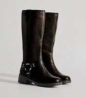 Edgy Look Under-The-Knee Moto Boots