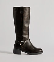 Edgy Look Under-The-Knee Moto Boots