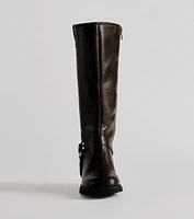 Edgy Look Under-The-Knee Moto Boots