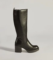 Edgy Chic Under-The-Knee Moto Platform Boots