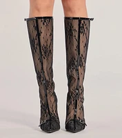 Sultry Strut Sheer Lace Under-The-Knee Boots