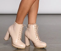 Here To Slay Faux Leather Combat Booties