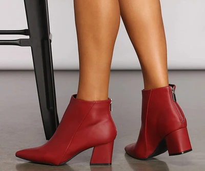 Faux Leather Basic Pointy Toe Booties