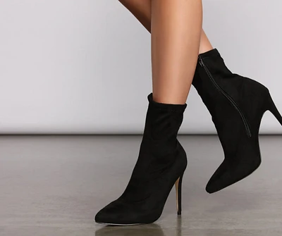 Faux Suede Stiletto Sock Booties