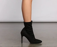 Faux Suede Stiletto Sock Booties