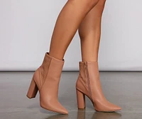 Stacked On Basics Faux Leather Block Heel Booties